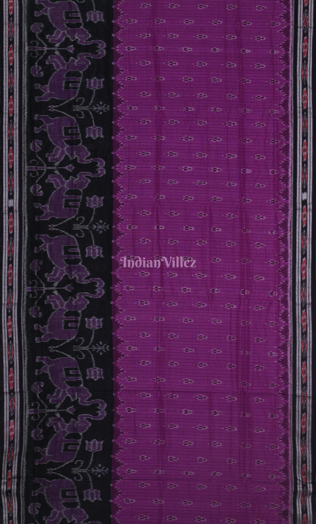 Purple Black Odisha Ikat Maniabandha Cotton Saree 