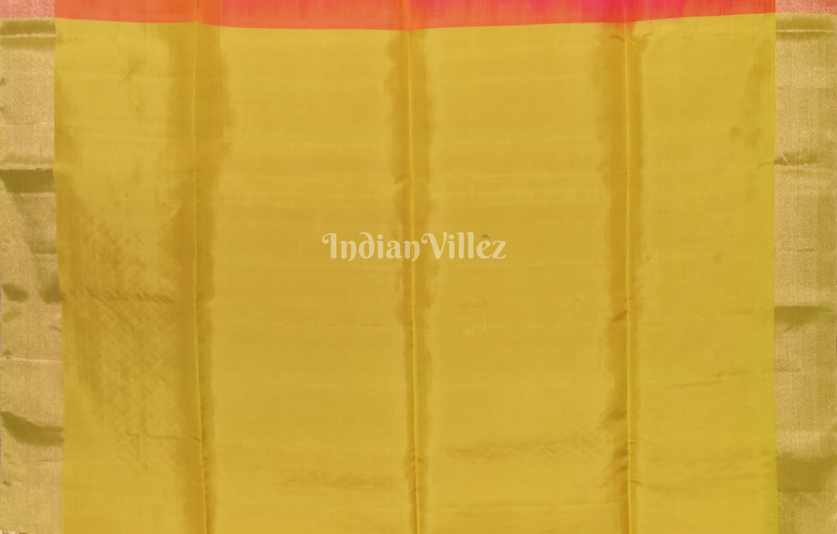 Rani Pink Mehendi Green Pure Kanjivaram Soft Silk Saree 