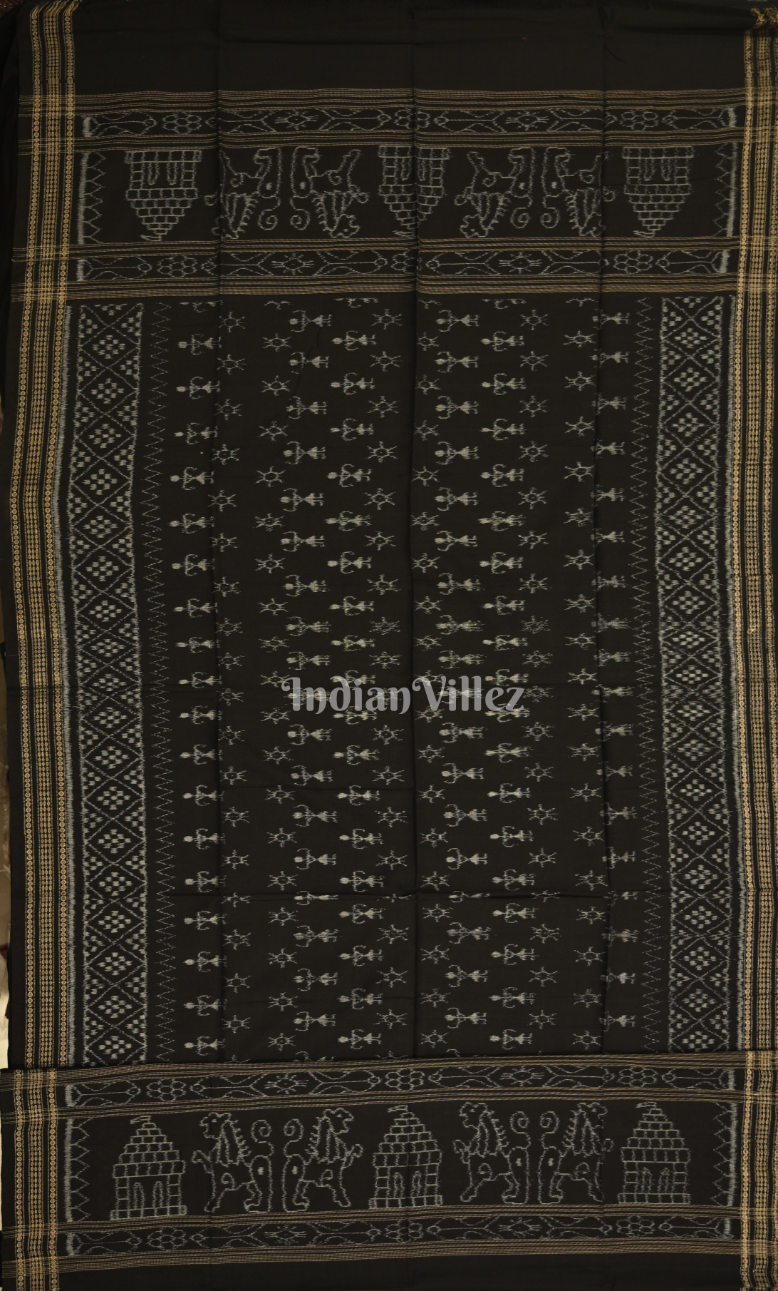 Red Coffee Tribal Design Odisha Ikat Sambalpuri Dress Set & Dupatta