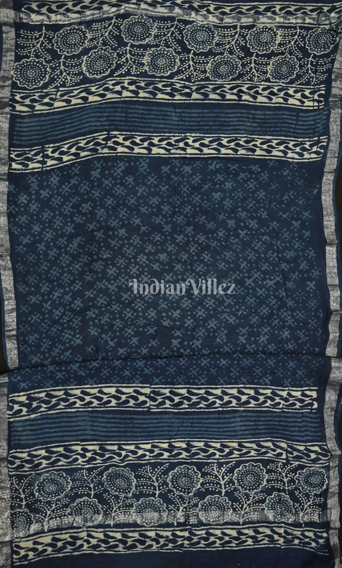 Navy Blue Dabu Block Printed Cotton Suit Sets