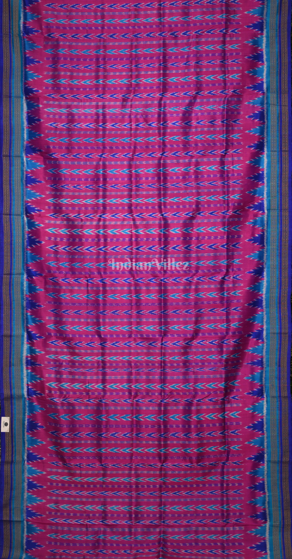 Purple Blue Temple Border Odisha Ikat Khandua Silk Saree