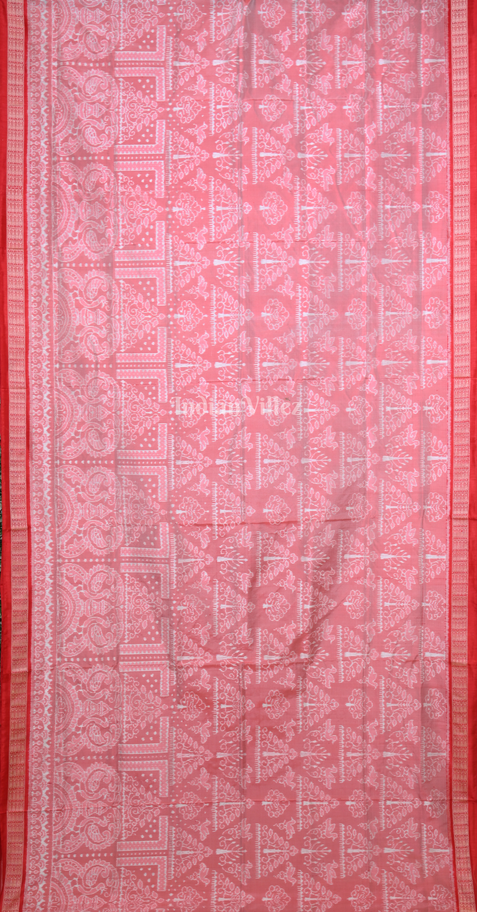 Pink Red Tree Motif Odisha Ikat Sambalpuri Silk Saree