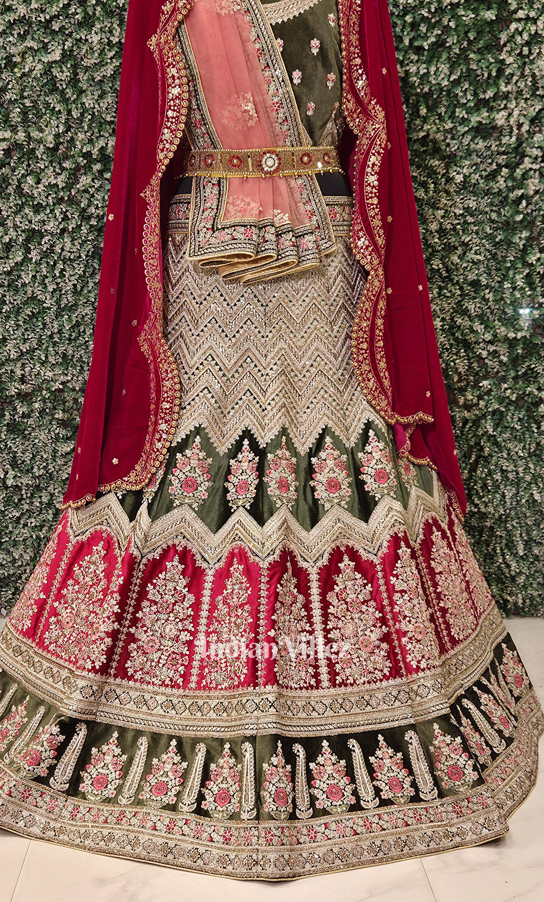 Exlusive Designer Olive Green Lehenga Choli With Dupatta