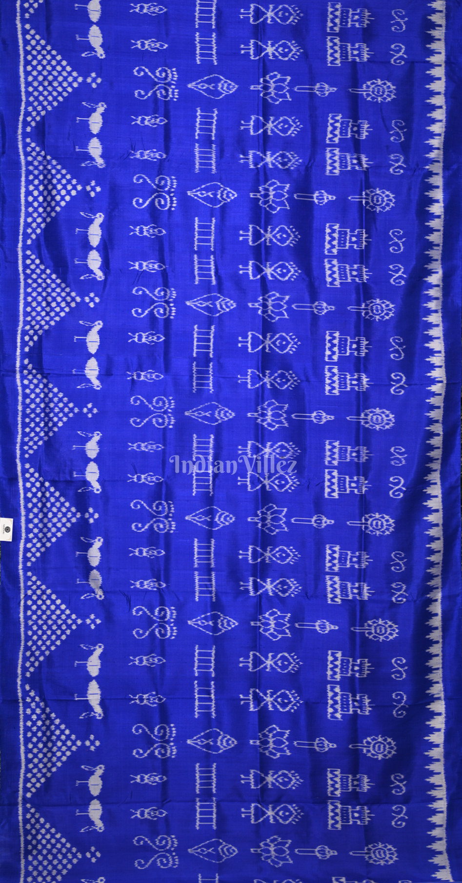 Blue Laxmi Shree Yantra Odisha Ikat Contemporary Designer Silk Saree