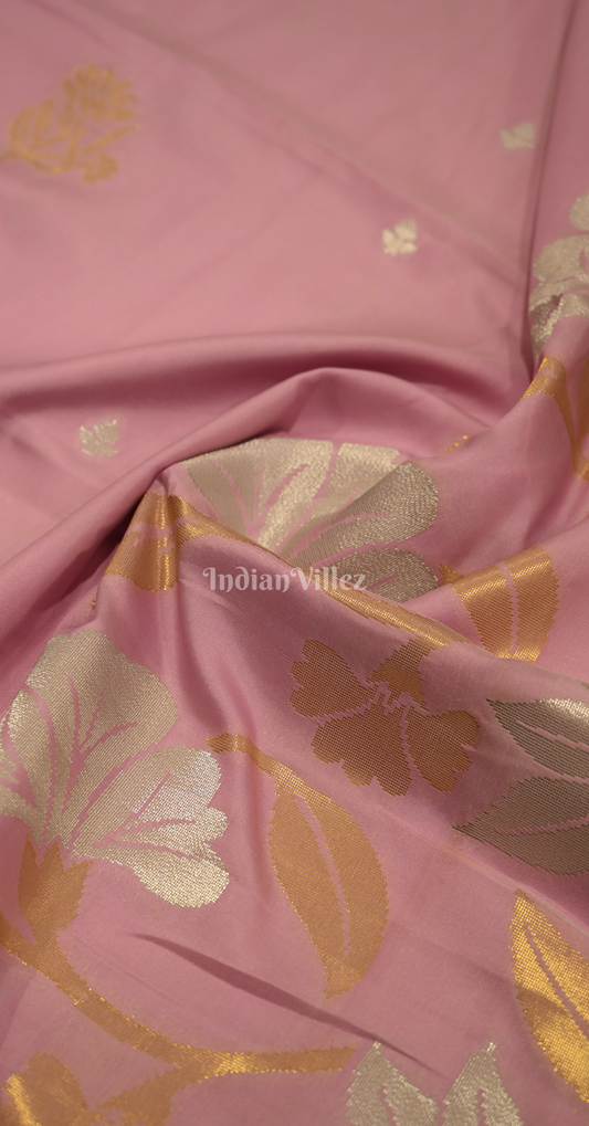 Peach Pink Soft Silk Weaving Saree