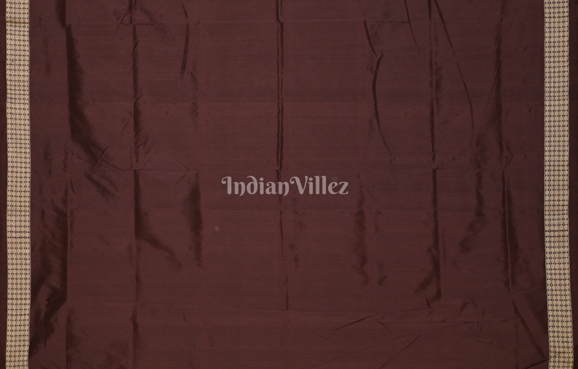 Beige Coffee Buti Design Odisha Ikat Bomkai Silk Saree 