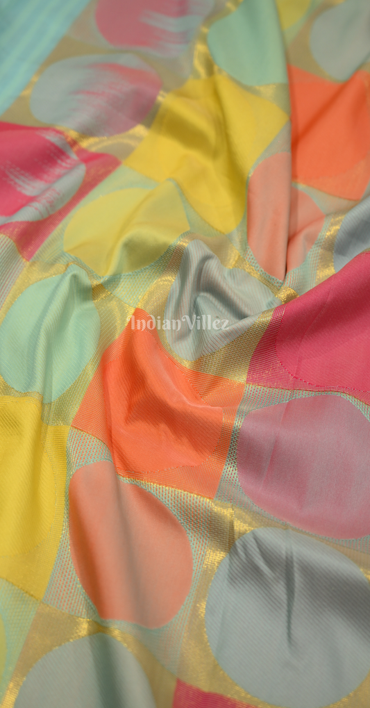 Aqua Blue Multicoloured Soft Silk Weaving Saree