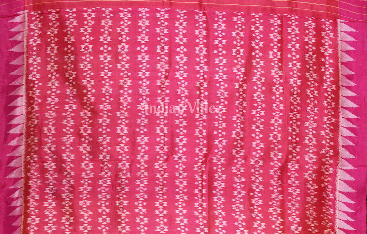 White Pink Nabarangi Odisha Ikat Contemporary Designer Silk Saree 