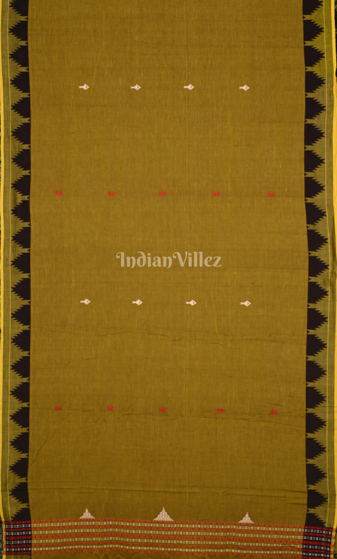 Olive Green Odisha Handloom Natural Dye Kotpad Tussar Saree