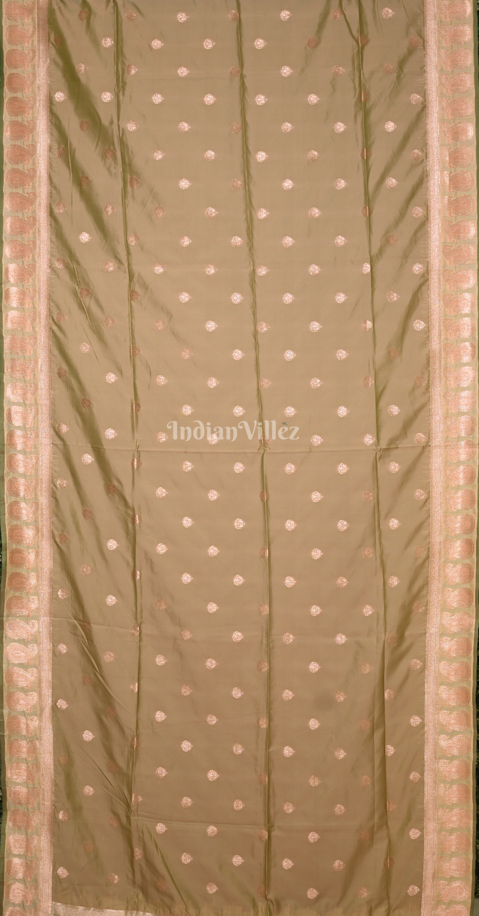 Light Green Booti Motif Designer Pure Katan Banarasi Silk Saree