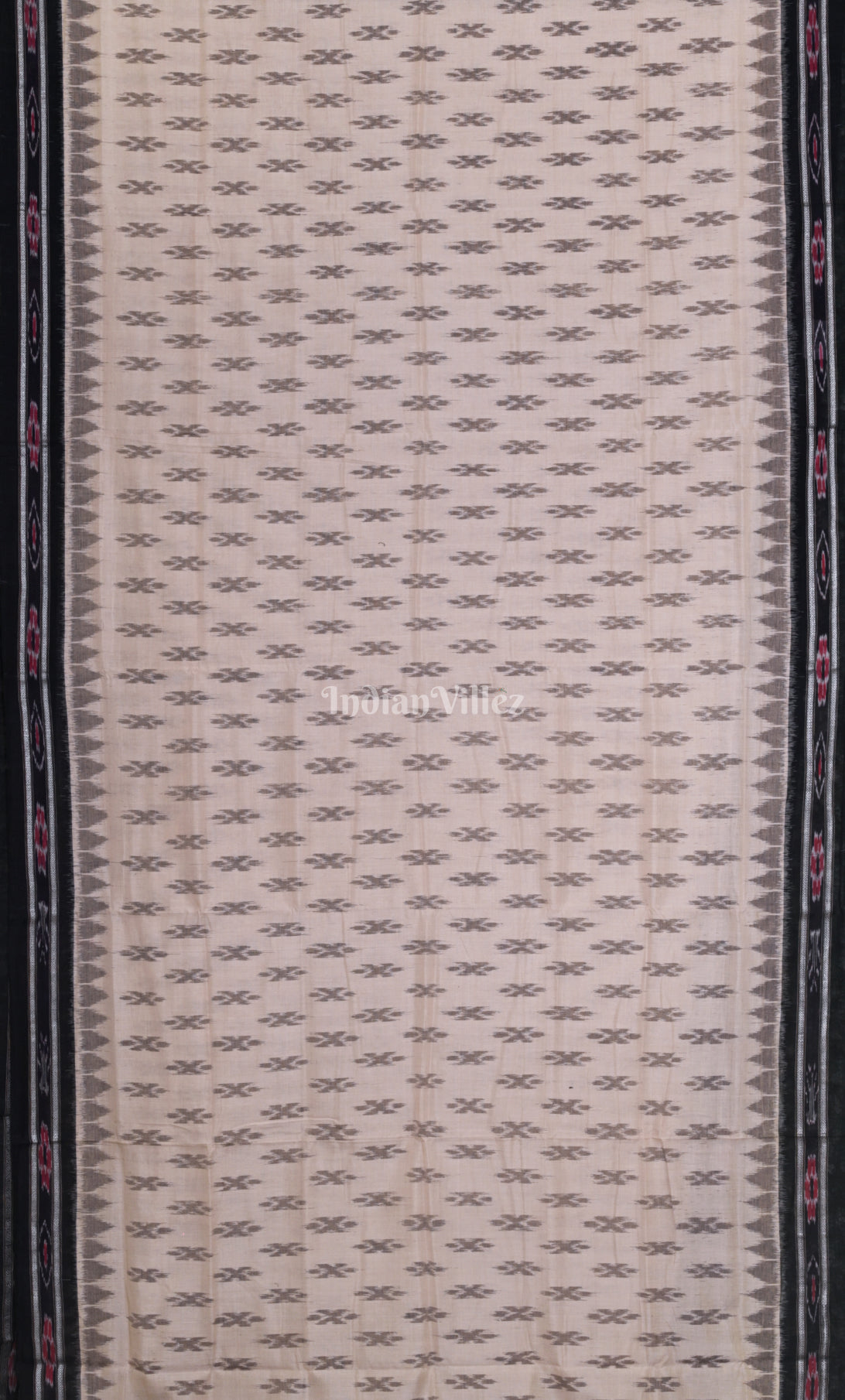 Off White Black Odisha Ikat Maniabandha Cotton Saree