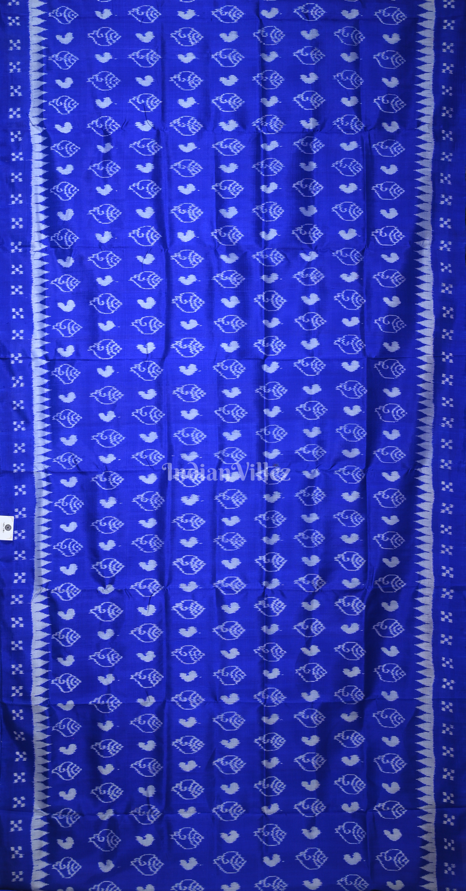Royal Blue Sankha Motif Ikat Contemporary Designer Saree 