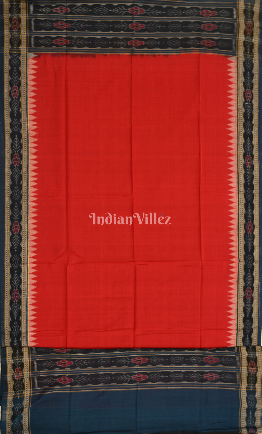 Blue Red Tribal Design Odisha Ikat  Sambalpuri Dress Set & Dupatta 