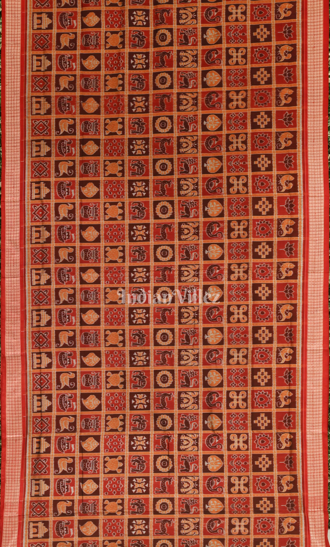 Maroon Red Nabakothi Odisha Ikat Sambalpuri Silk Saree