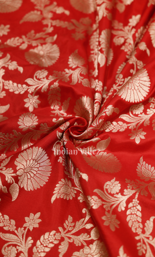 Stunning Bridal Red Brocade Pure Katan Banarasi Silk Saree 
