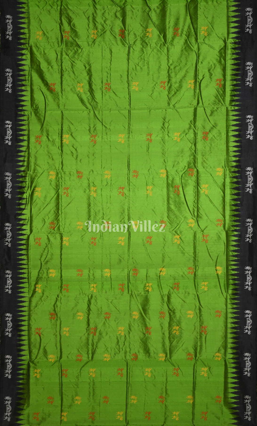 Green Black Tribal Doli Sawari Odisha Ikat Bomkai Sambalpuri Silk Saree