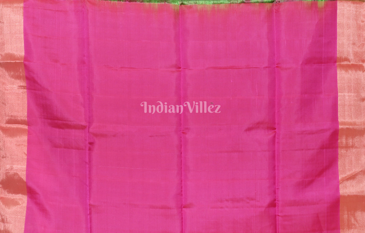 Green Rani Pink Pure Kanjivaram Soft Silk Saree