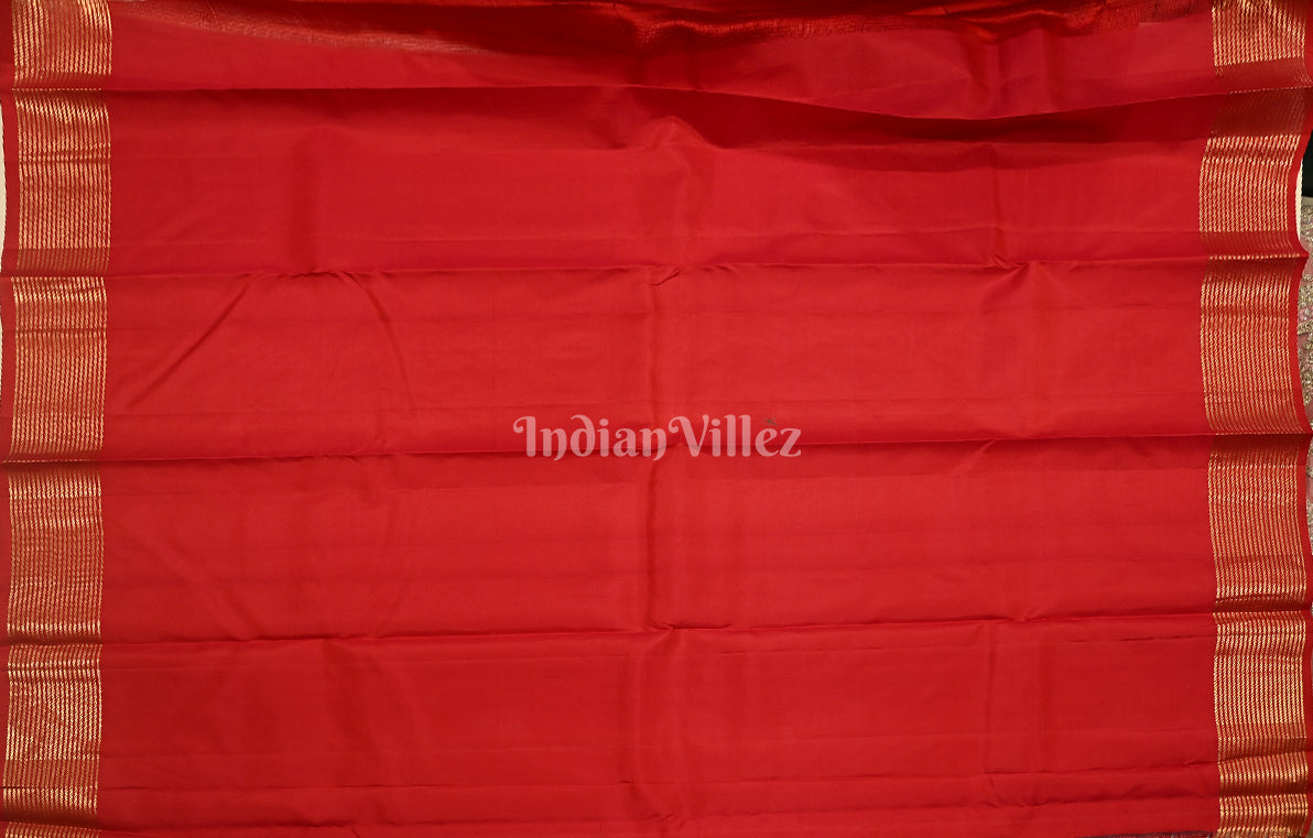 Antique Red & Gold Brocade Pure Kanjivaram Silk Saree 
