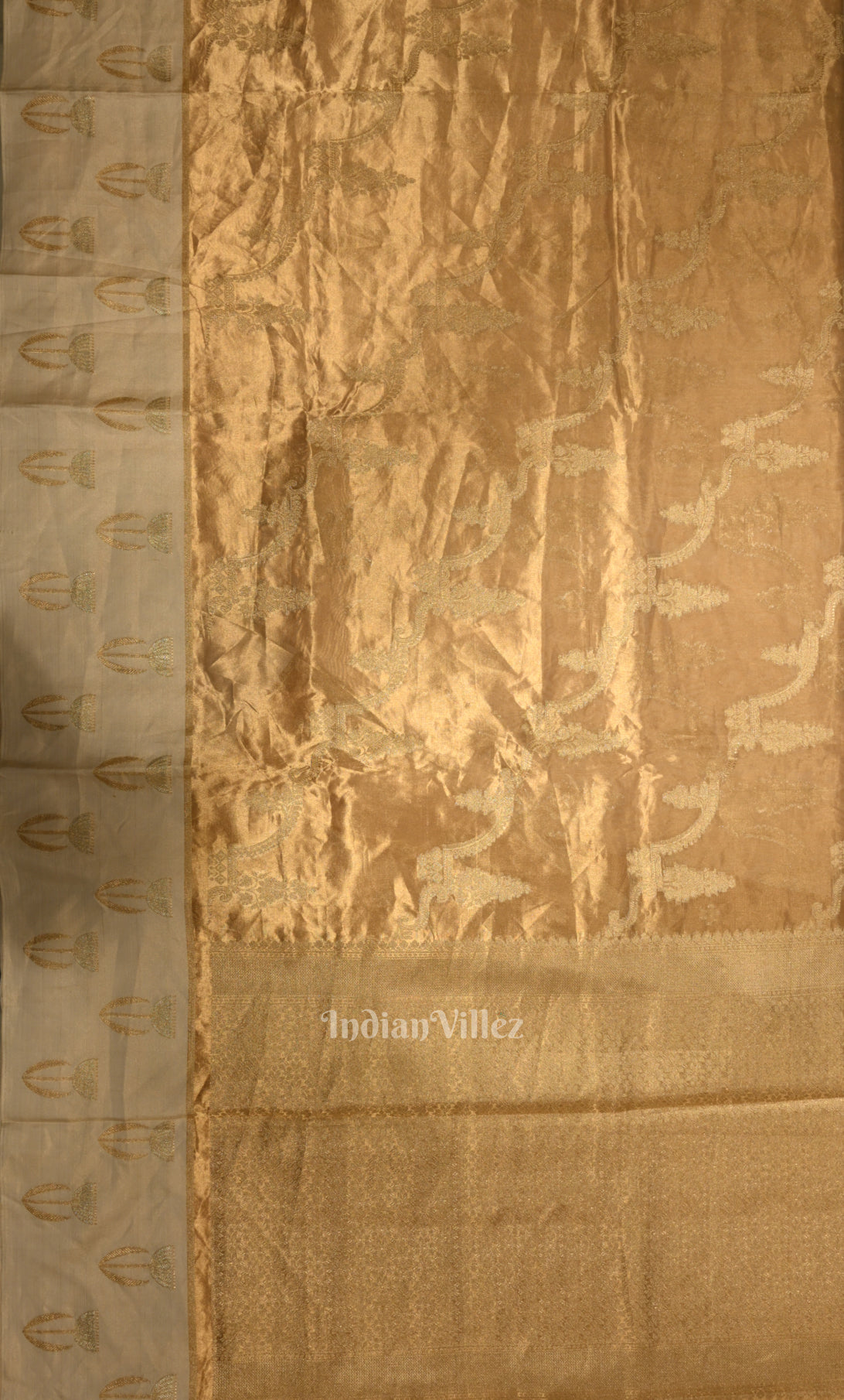 Ivory Gold Pure Katan Silk Banarasi Saree  