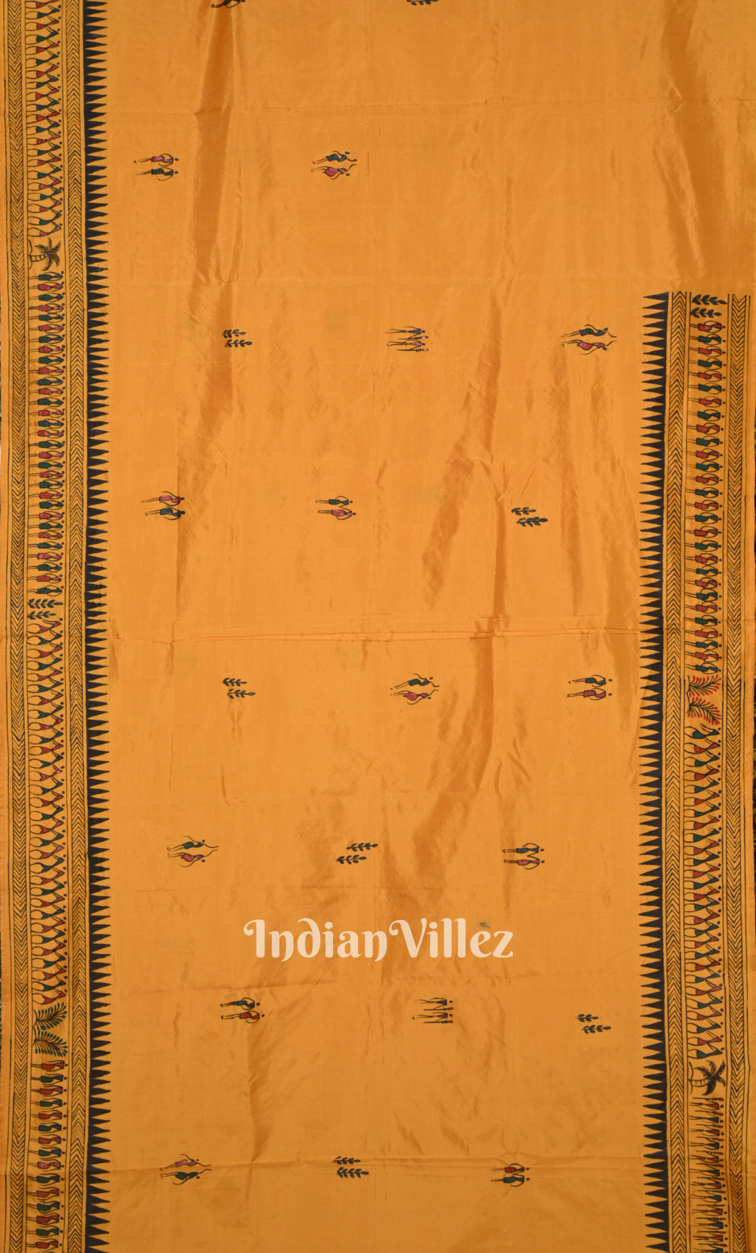  Mustard Yellow Saura Tribal Art Hand-Painted Pattachitra Saree 