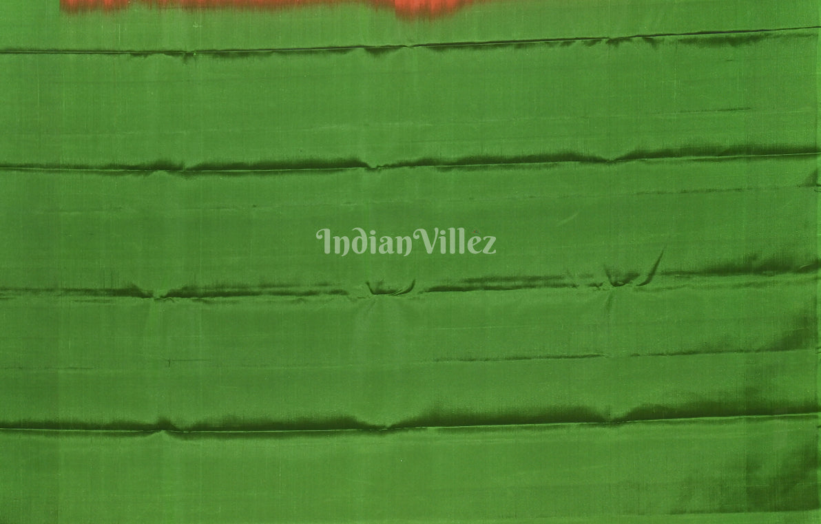 Rust Orange Green  Paisley Pure Kanjivaram Soft Silk Saree