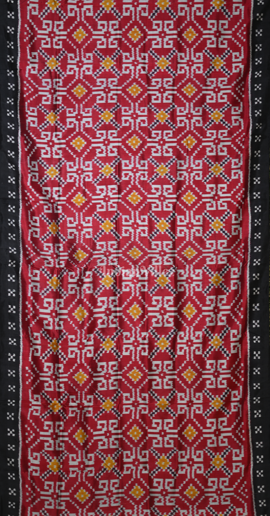 Red Black Telia Rumal Odisha Ikat Contemporary Designer Saree with Paspali Anchal