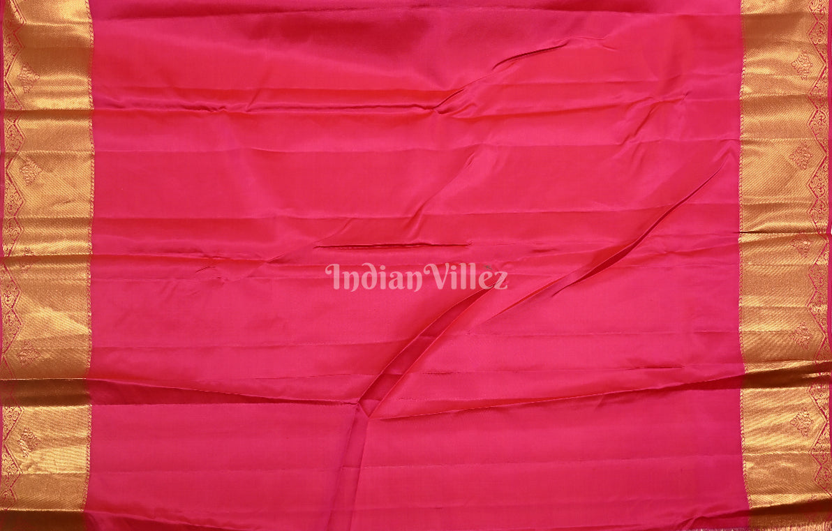  Exclusive Rani Pink Floral Brocade Pure Kanjivaram Silk Saree 
