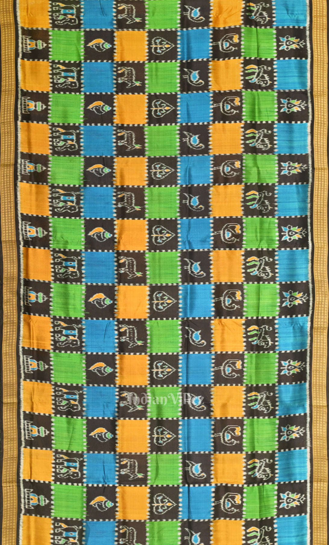 Multi Color Nabakothi Odisha Ikat  Khandua Silk Saree