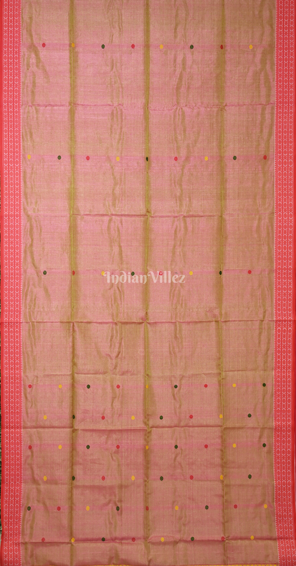 Rose Pink Buti Design Tussar Silk Jamdani Saree