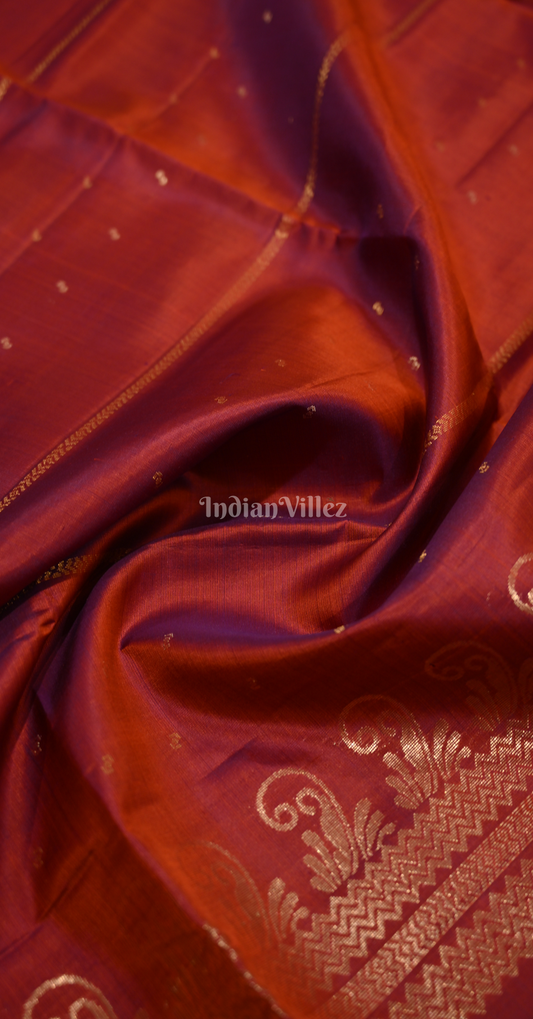 Maroon Zari Pure Kanjivaram Soft Silk Saree 