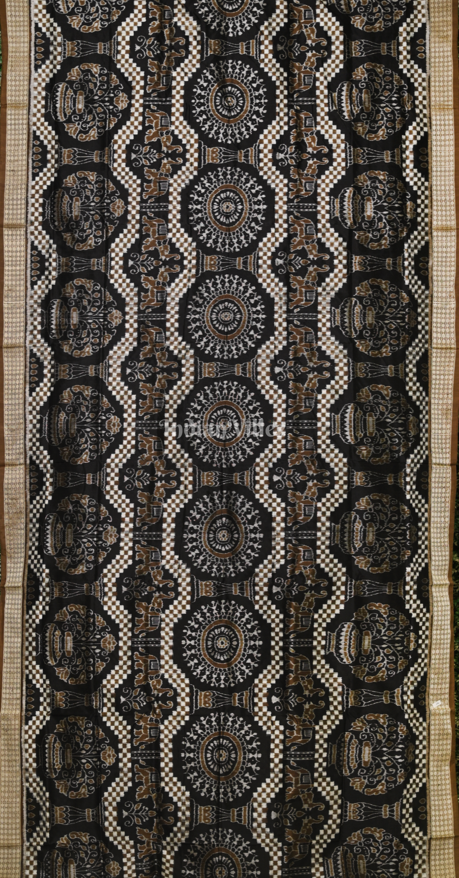 Black Brown Tribal Theme Odisha Ikat Sambalpuri Silk Saree