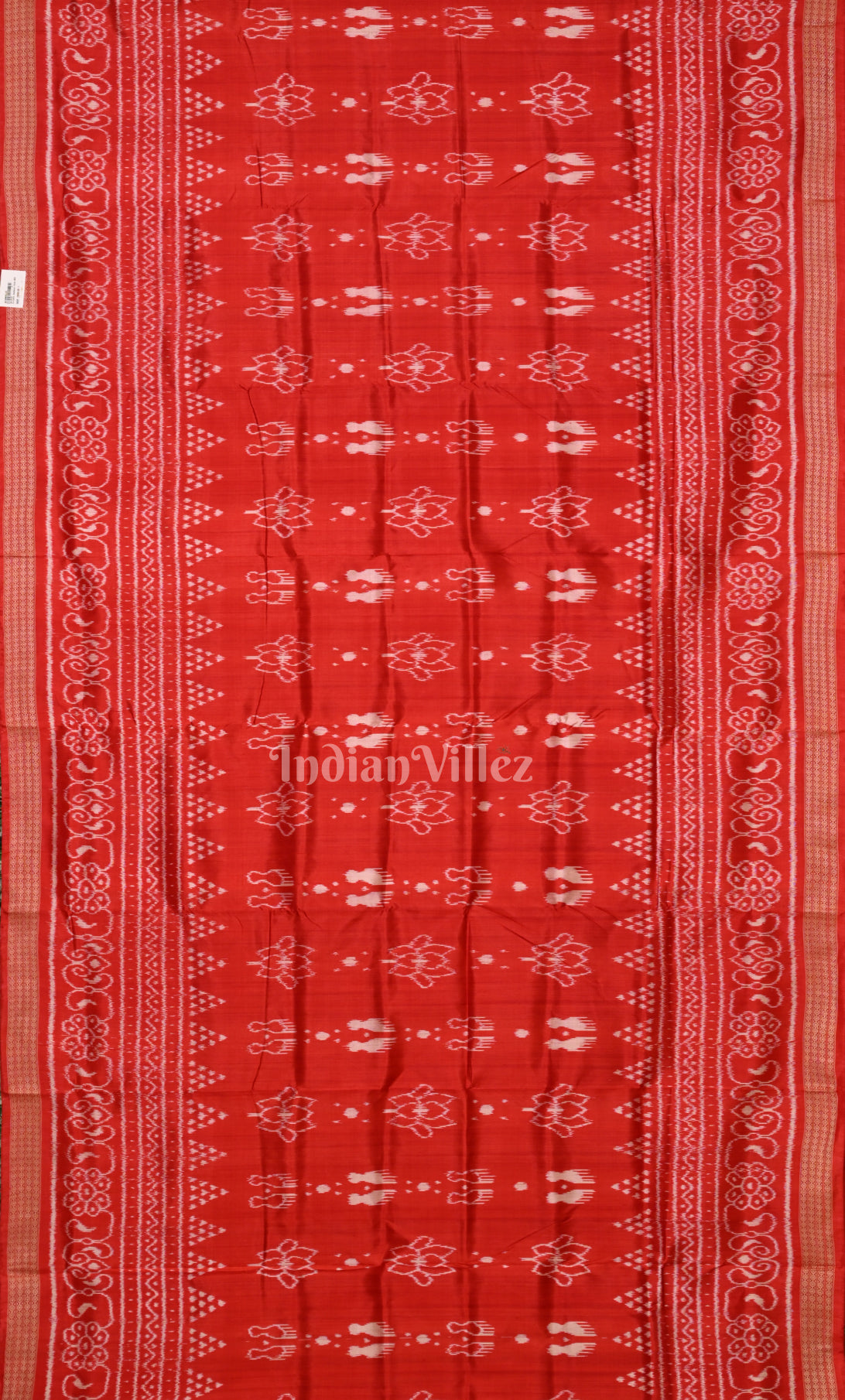 Red Laxmi Pada Jhoti Design Odisha Ikat Khandua Silk Saree 