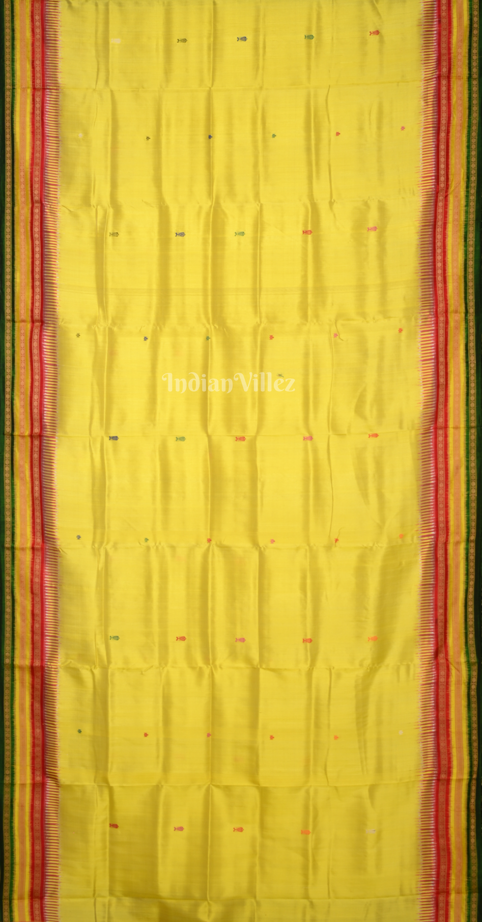 Lemon Yellow Black Kathiphera Odisha Ikat Khandua Silk Saree
