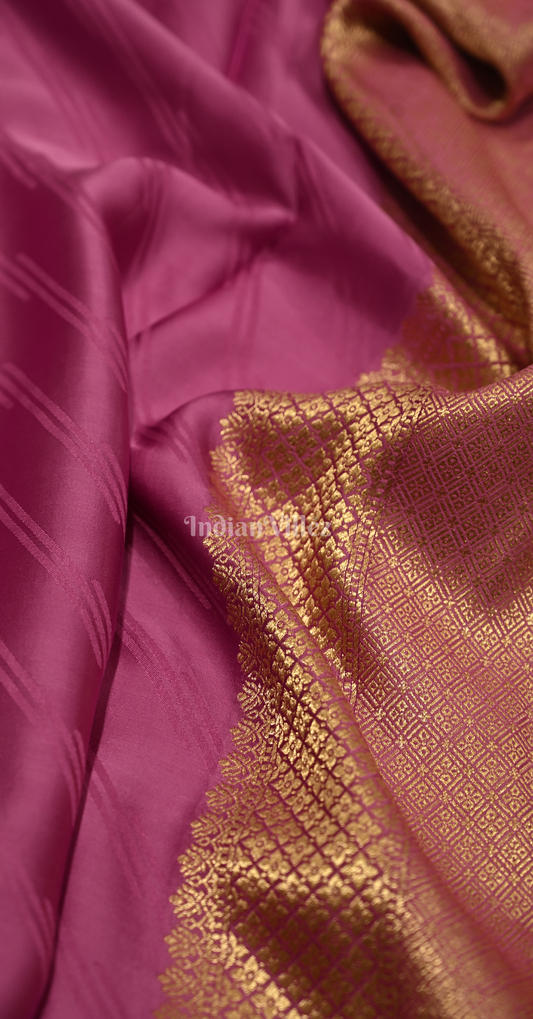 Pink Bird Motif Pure Satin Crepe Silk Banarasi Saree