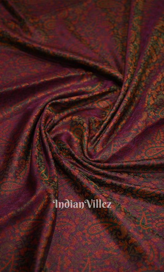 Plum Purple Dual Tone Tanchoi Silk Banrasi Saree 