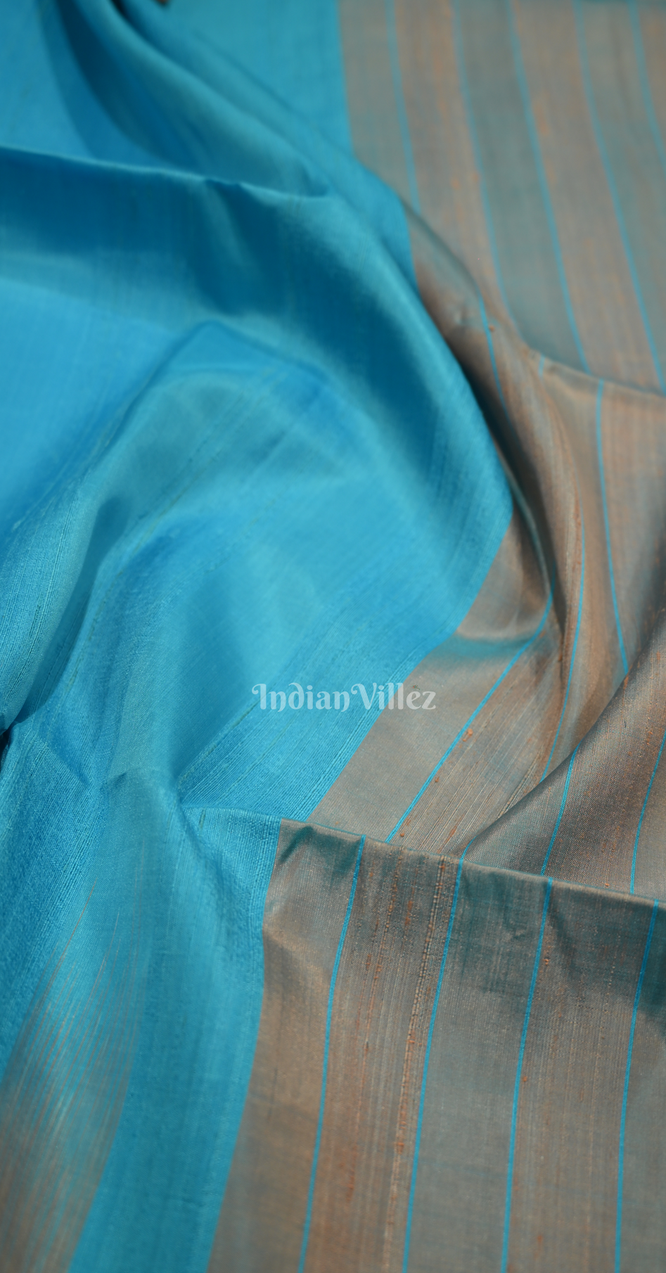 Sky Blue Grey Gopalpur Tussar Silk Saree