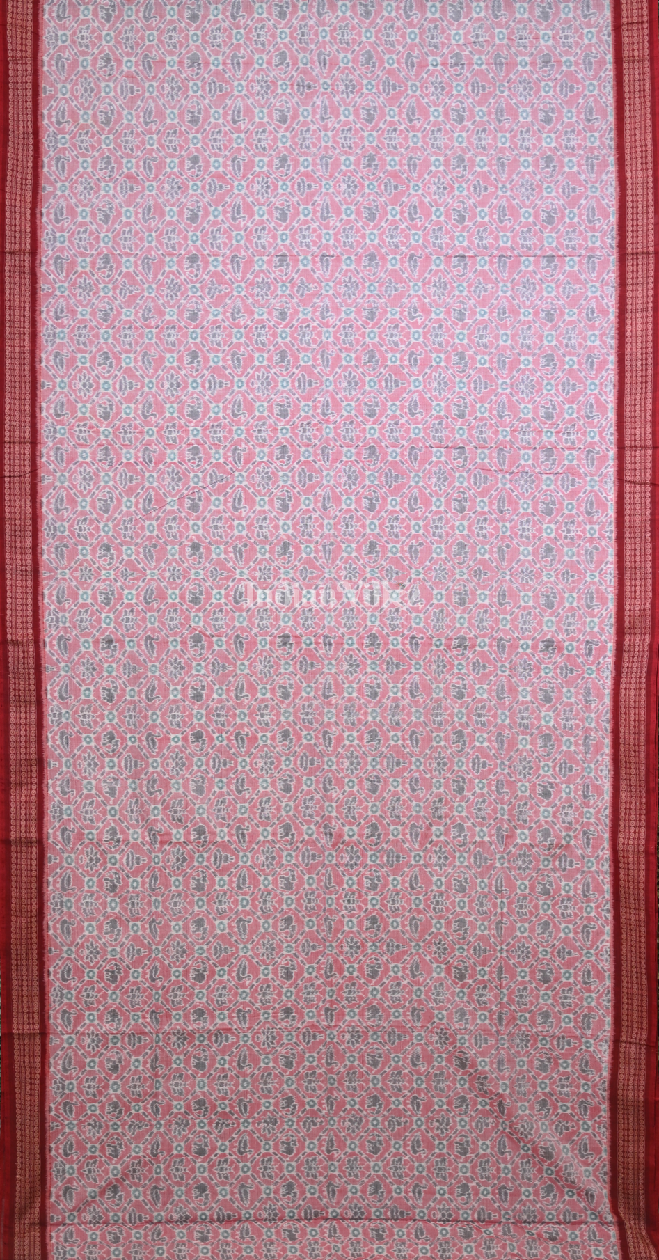 Pink Red Odisha Ikat Sambalpuri Cotton Saree 