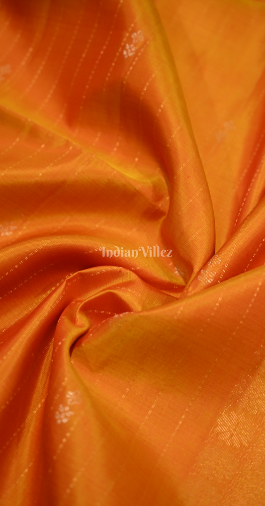 Orange Pure Kanjivaram Soft Silk Saree