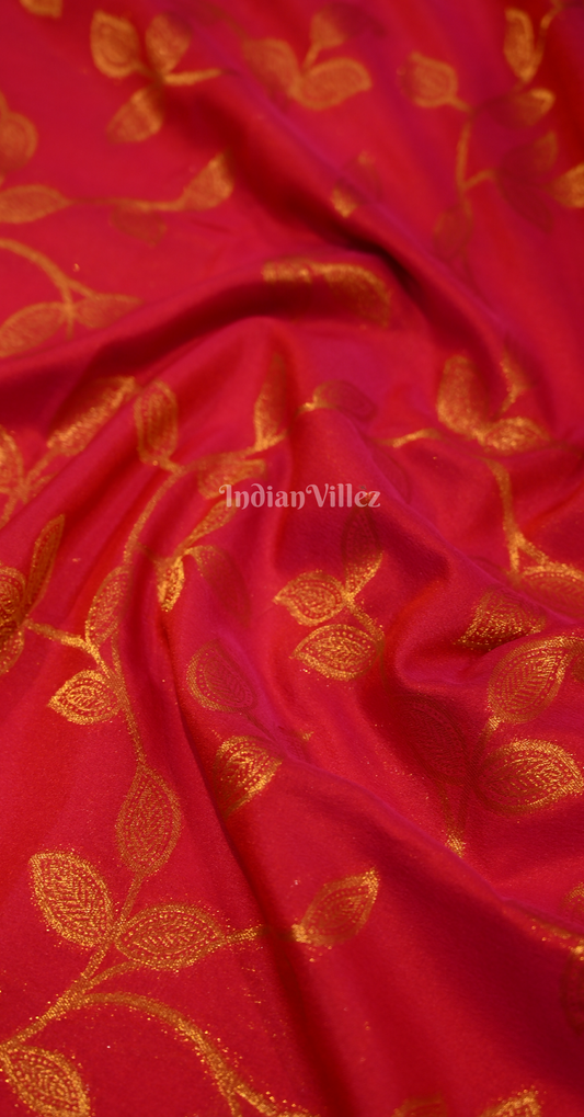 Rani Pink Two Tone Chinon Woven Banarasi Silk Saree 