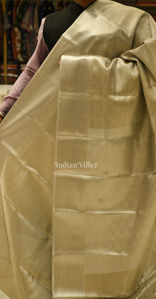 Antique Gold Pure Kanjivaram Tissue Silk Saree