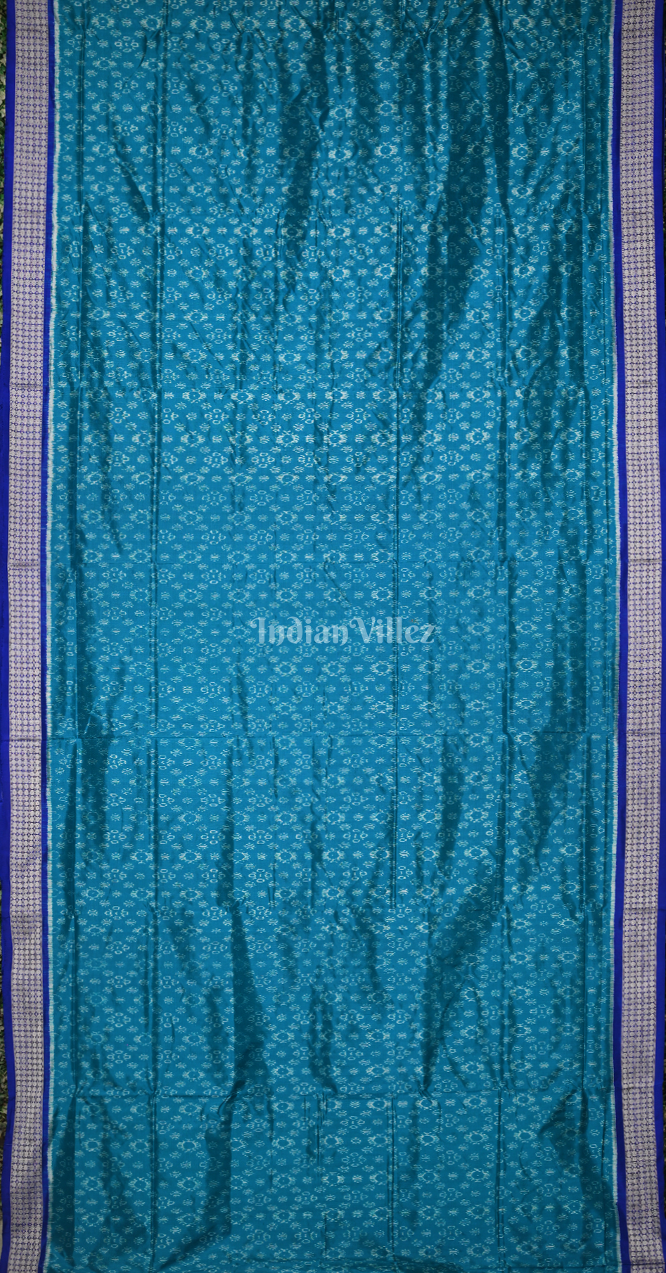 Sea Green Blue Ek Chandia Tribal Odisha Ikat Sambalpuri Silk Saree