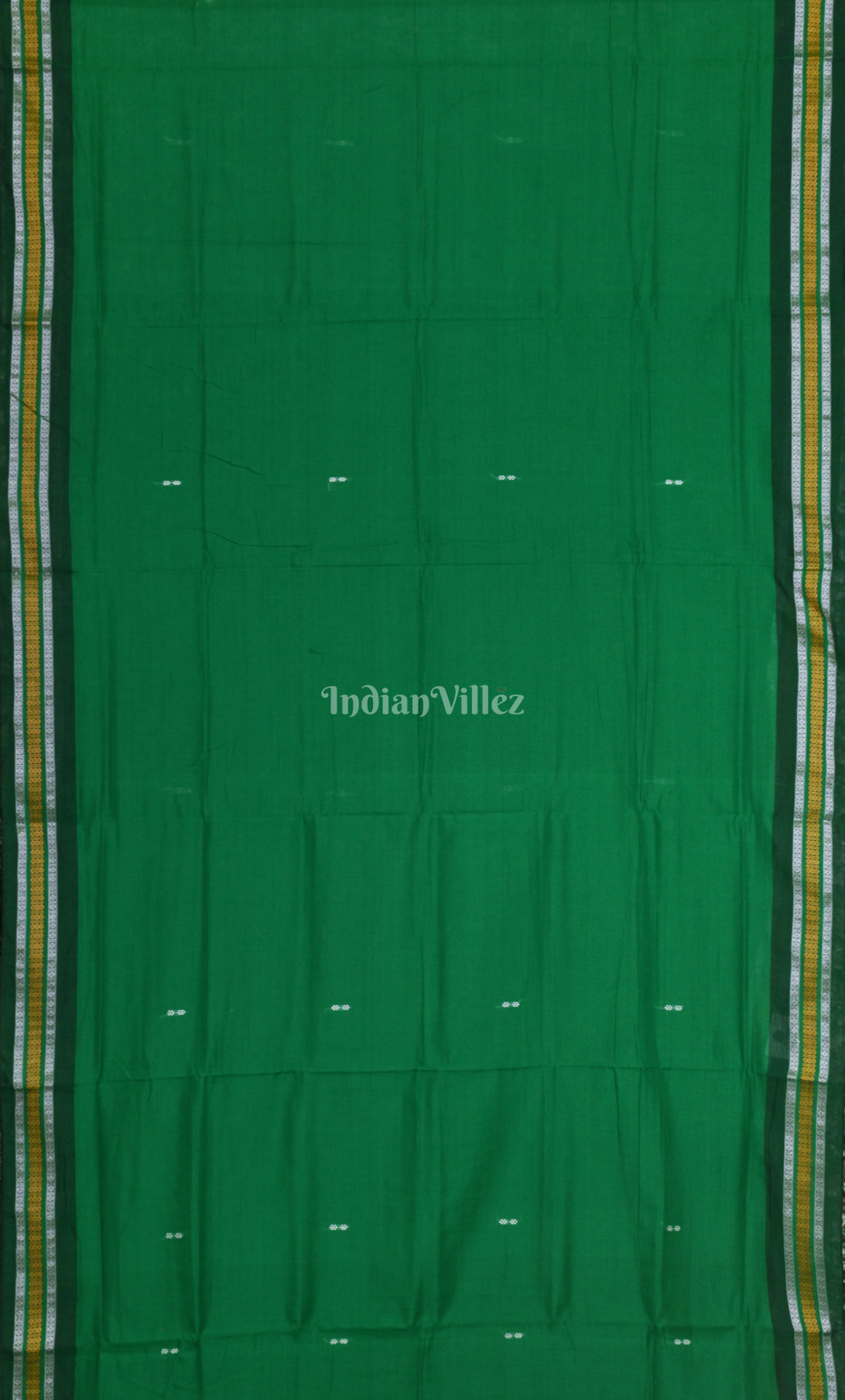Forest Green Black Odisha Ikat Maniabandha Cotton Saree 