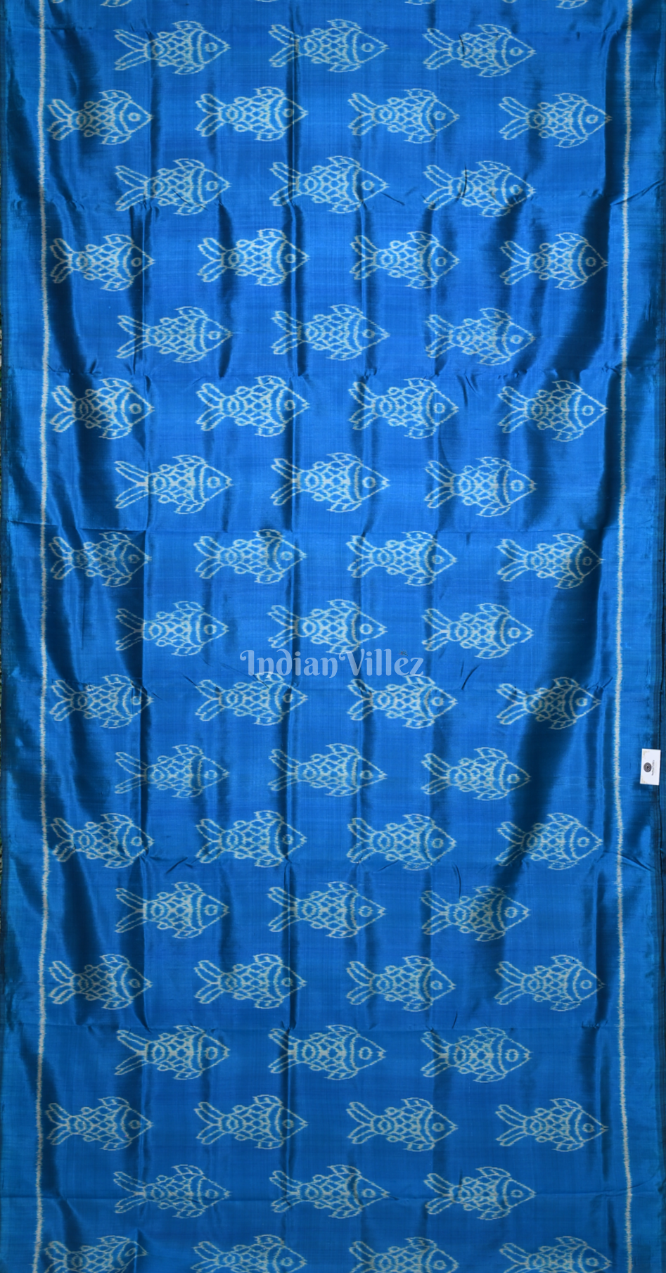 Sky Blue Fish Motif Odisha Ikat Contemporary Designer Saree