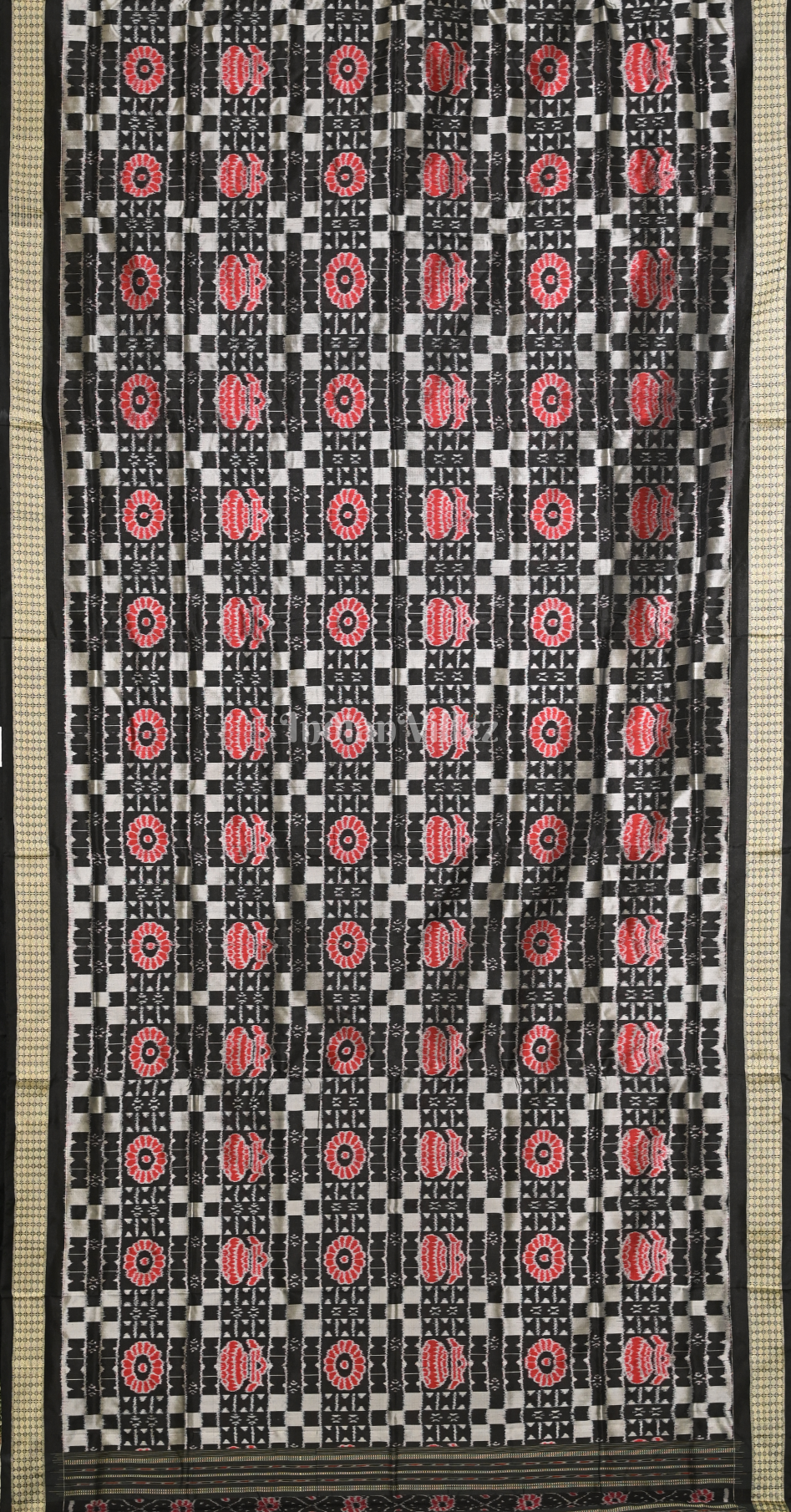 Black White Utkal Laxmi Odisha Ikat Pure Sambalpuri Silk Saree 