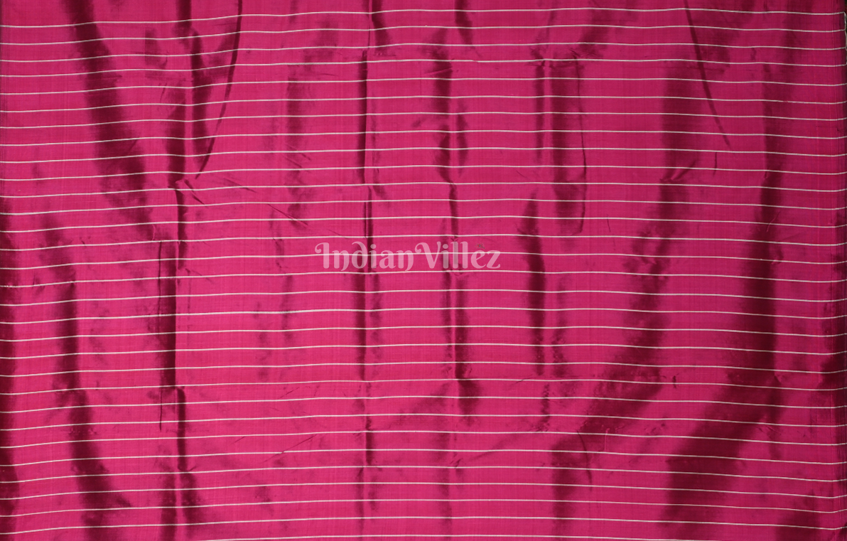 Magenta Pink Pasapali Scot Contemporary Designer Silk Saree with Elephant Anchal 