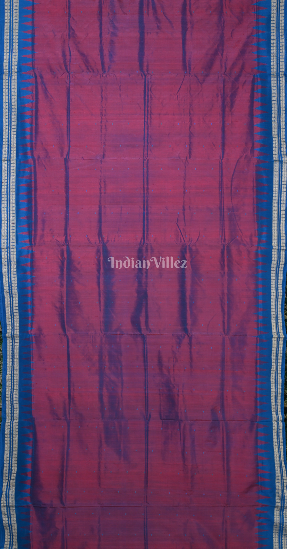 Magenta Pink Sky Blue Buti Design Odisha Ikat Bomkai Silk Saree 