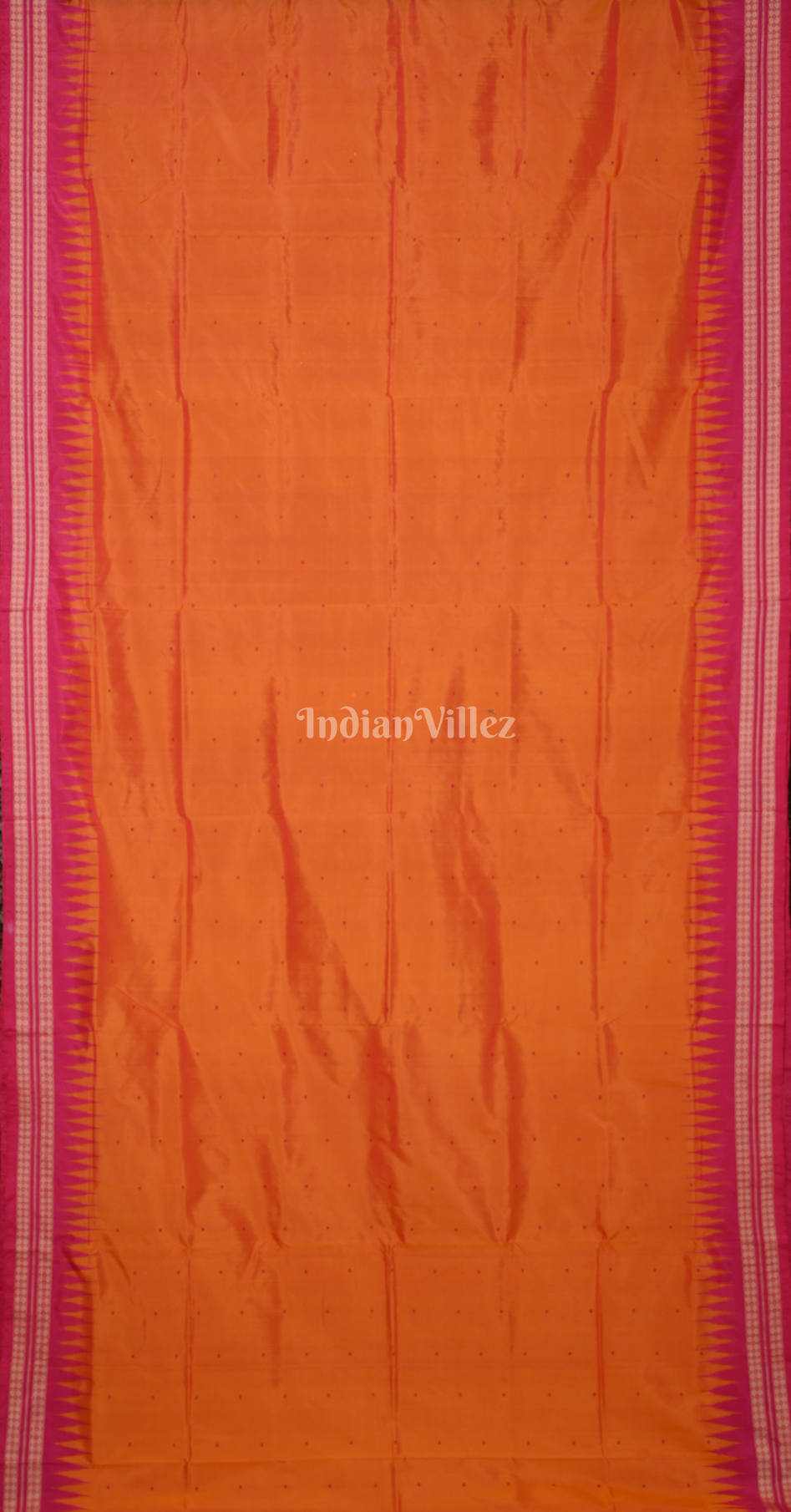 Orange Rani Pink Buti Design Odisha Ikat Bomkai Silk Saree 