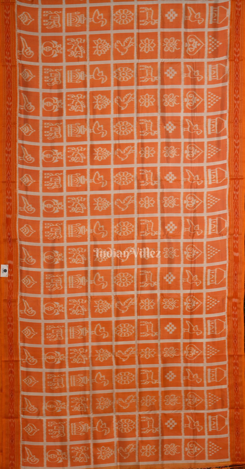 Light Orange Nabakothi Odisha Ikat Contemporary Designer Silk Saree