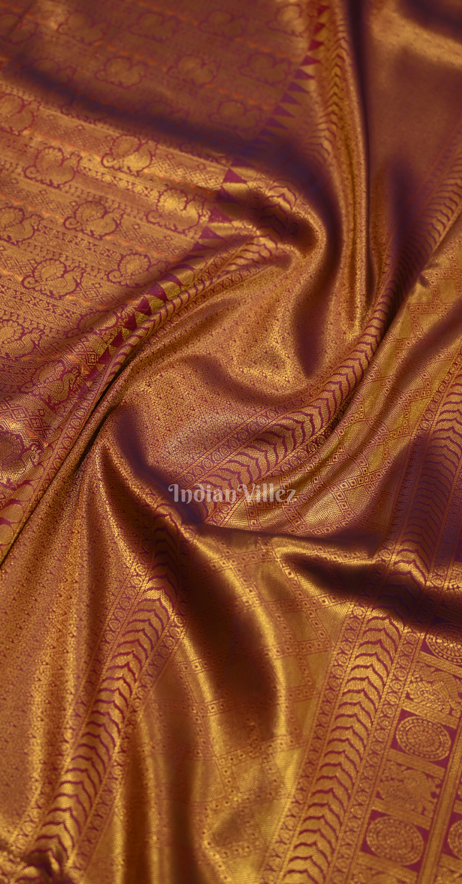 Purple Royal Jacquard Tissue Banarasi Self Weaving with all over body work