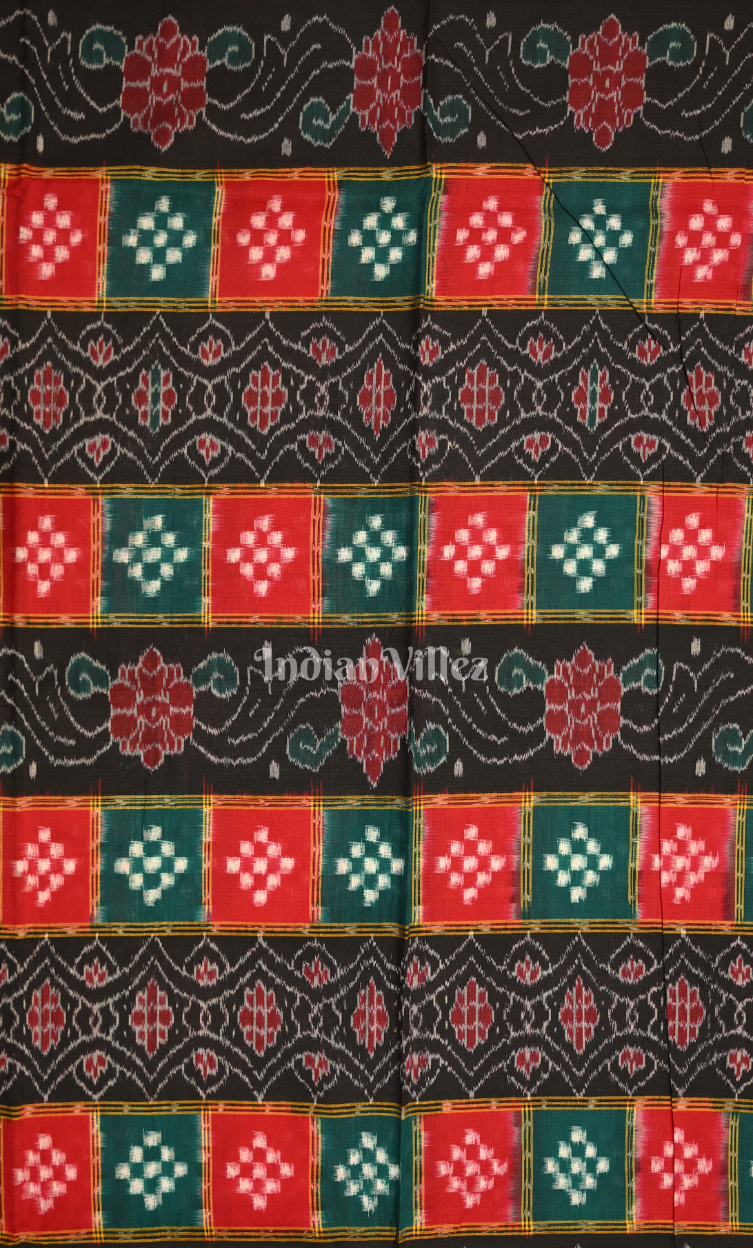 Red Green Pasapali Odisha Ikat Sambalpuri Dress Set & Dupatta 